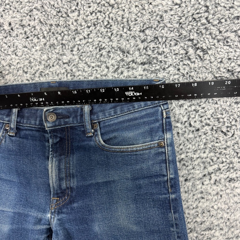 Uniqlo Selvedge Jeans Mens 31x32 Blue Dark Denim Slim Straight Faded Whiskers - Picture 7 of 15